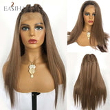 Long Silky Straight Light Brown Lace Wigs