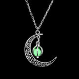 Glowing Moon Stone Silver Necklace