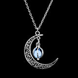 Glowing Moon Stone Silver Necklace