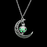 Glowing Moon Stone Silver Necklace