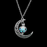 Glowing Moon Stone Silver Necklace