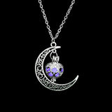 Glowing Moon Stone Silver Necklace