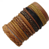10pcs/set Black Wrap Woven New Fashion Handmade Men Bracelets Male Women Leather Bracelet Men Bangle Wholesale Jewelry Gift