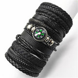 10pcs/set Black Wrap Woven New Fashion Handmade Men Bracelets Male Women Leather Bracelet Men Bangle Wholesale Jewelry Gift