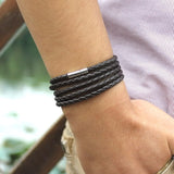 Black Retro leather Wrap Bracelet