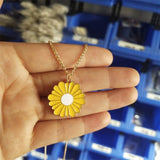 Sweet and Lovely Little Daisy Flower Rainbow Pendant Necklace