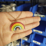 Sweet and Lovely Little Daisy Flower Rainbow Pendant Necklace