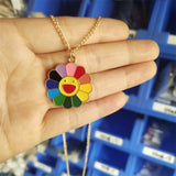 Sweet and Lovely Little Daisy Flower Rainbow Pendant Necklace