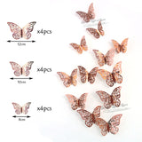 12Pcs 4D Hollow Butterfly Wall Sticker DIY Home Decoration Wall Stickers wedding Party Wedding Decors Butterfly Kids Room Decors