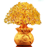 Lucky Money Tree Chinese Gold Ingot Crystal Fortune Tree Ornament Wealth Ornament Home Office Table Decoration Tabletop Crafts
