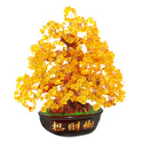 Lucky Money Tree Chinese Gold Ingot Crystal Fortune Tree Ornament Wealth Ornament Home Office Table Decoration Tabletop Crafts