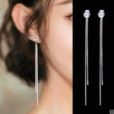 Long Pearl Long Earrings Moon Star Flower