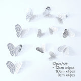 12Pcs 4D Hollow Butterfly Wall Sticker DIY Home Decoration Wall Stickers wedding Party Wedding Decors Butterfly Kids Room Decors