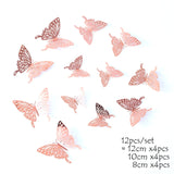 12Pcs 4D Hollow Butterfly Wall Sticker DIY Home Decoration Wall Stickers wedding Party Wedding Decors Butterfly Kids Room Decors