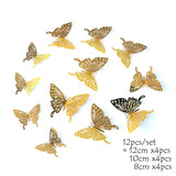 12Pcs 4D Hollow Butterfly Wall Sticker DIY Home Decoration Wall Stickers wedding Party Wedding Decors Butterfly Kids Room Decors
