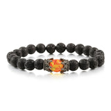 Black Lava Stone Crown Charm Tiger Eye Beads Bracelet For Men Women Braided Bracelets Handmade Adjustable Jewelry Pulseira