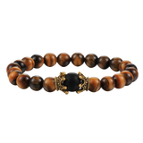 Black Lava Stone Crown Charm Tiger Eye Beads Bracelet For Men Women Braided Bracelets Handmade Adjustable Jewelry Pulseira