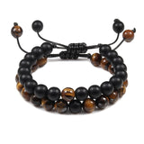 Black Lava Stone Crown Charm Tiger Eye Beads Bracelet For Men Women Braided Bracelets Handmade Adjustable Jewelry Pulseira