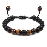 Black Lava Stone Crown Charm Tiger Eye Beads Bracelet For Men Women Braided Bracelets Handmade Adjustable Jewelry Pulseira