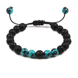 Black Lava Stone Crown Charm Tiger Eye Beads Bracelet For Men Women Braided Bracelets Handmade Adjustable Jewelry Pulseira