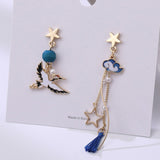 Korean Style Flower Cute Animal Dangle Earrings For Women Moon Stars Kitten Rabbit Balloon Asymmetric Earring Party Jewelry Gift