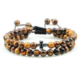 Black Lava Stone Crown Charm Tiger Eye Beads Bracelet For Men Women Braided Bracelets Handmade Adjustable Jewelry Pulseira