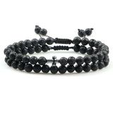 Black Lava Stone Crown Charm Tiger Eye Beads Bracelet For Men Women Braided Bracelets Handmade Adjustable Jewelry Pulseira