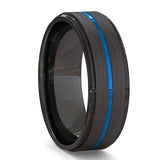 Fashion 8MM Men's Blue Groove Beveled Edge Tungsten Carbide Ring Black Celtic Dragon Blue carbon fibre Ring Men Wedding Band