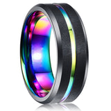 Fashion 8MM Men's Blue Groove Beveled Edge Tungsten Carbide Ring Black Celtic Dragon Blue carbon fibre Ring Men Wedding Band