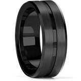 Fashion 8MM Men's Blue Groove Beveled Edge Tungsten Carbide Ring Black Celtic Dragon Blue carbon fibre Ring Men Wedding Band