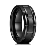 Fashion 8MM Men's Blue Groove Beveled Edge Tungsten Carbide Ring Black Celtic Dragon Blue carbon fibre Ring Men Wedding Band