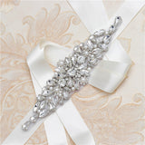 Wedding Dress Silver Rhinestones Belt