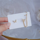 2020 Fashion Geometric Butterfly Clip Earring For Teens Women Ear Cuffs Cool Jewelry Retro Chain Long Hanging Earings Metal Gift