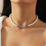 Elegant Big White Imitation Pearl Necklace