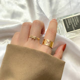 Vintage 6Pcs Green Embrace Hands Rings Set