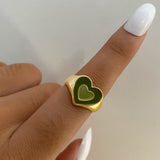 Vintage 6Pcs Green Embrace Hands Rings Set