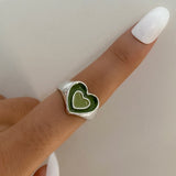 Vintage 6Pcs Green Embrace Hands Rings Set
