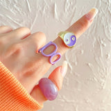 Vintage 6Pcs Green Embrace Hands Rings Set