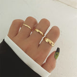 Vintage 6Pcs Green Embrace Hands Rings Set