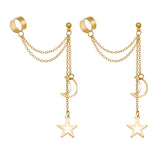 17KM Gold Leaves Ear Cuff Black Non-Piercing Ear Clips Fake Cartilage Earrings Clip Earrings For Women Men Wholesale Jewelry