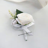 Bridal  & Bridesmaid Wedding Bouquet White Silk Flowers