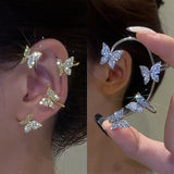 Silver Sparking Plated Metal Butterfly Ear Clips Without Piercing