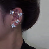 Silver Sparking Plated Metal Butterfly Ear Clips Without Piercing