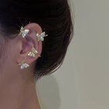Silver Sparking Plated Metal Butterfly Ear Clips Without Piercing
