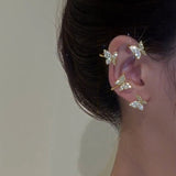 Silver Sparking Plated Metal Butterfly Ear Clips Without Piercing