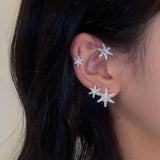 Silver Sparking Plated Metal Butterfly Ear Clips Without Piercing