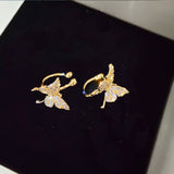 Silver Sparking Plated Metal Butterfly Ear Clips Without Piercing