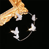 Silver Sparking Plated Metal Butterfly Ear Clips Without Piercing
