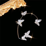 Silver Sparking Plated Metal Butterfly Ear Clips Without Piercing