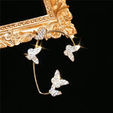 Silver Sparking Plated Metal Butterfly Ear Clips Without Piercing